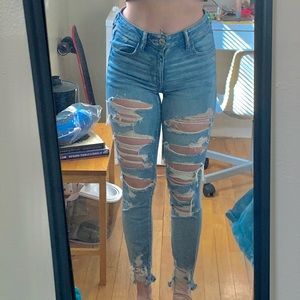 American eagle ripped skinny jeans distressed